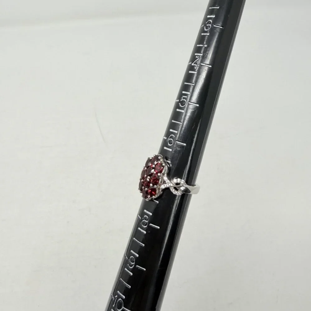 Shop LC Pyrope‎ Garnet/White Zircon Size 7 Ring in 925 Sterling Silver 5263